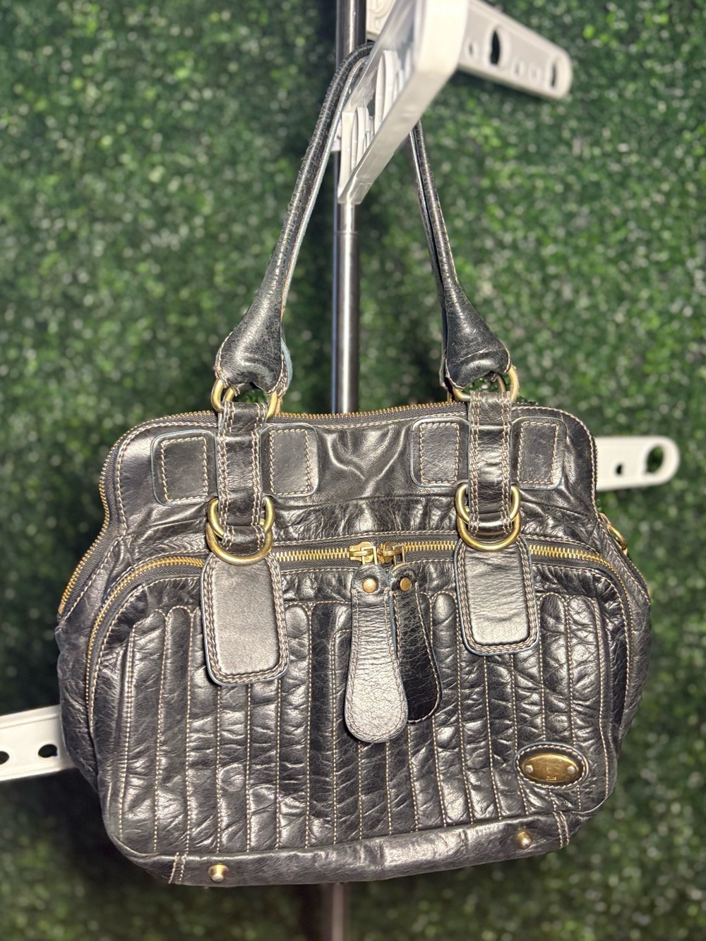 Chloé Paddington Black Leather Satchel Gold Hardware NO LOCK/KEY